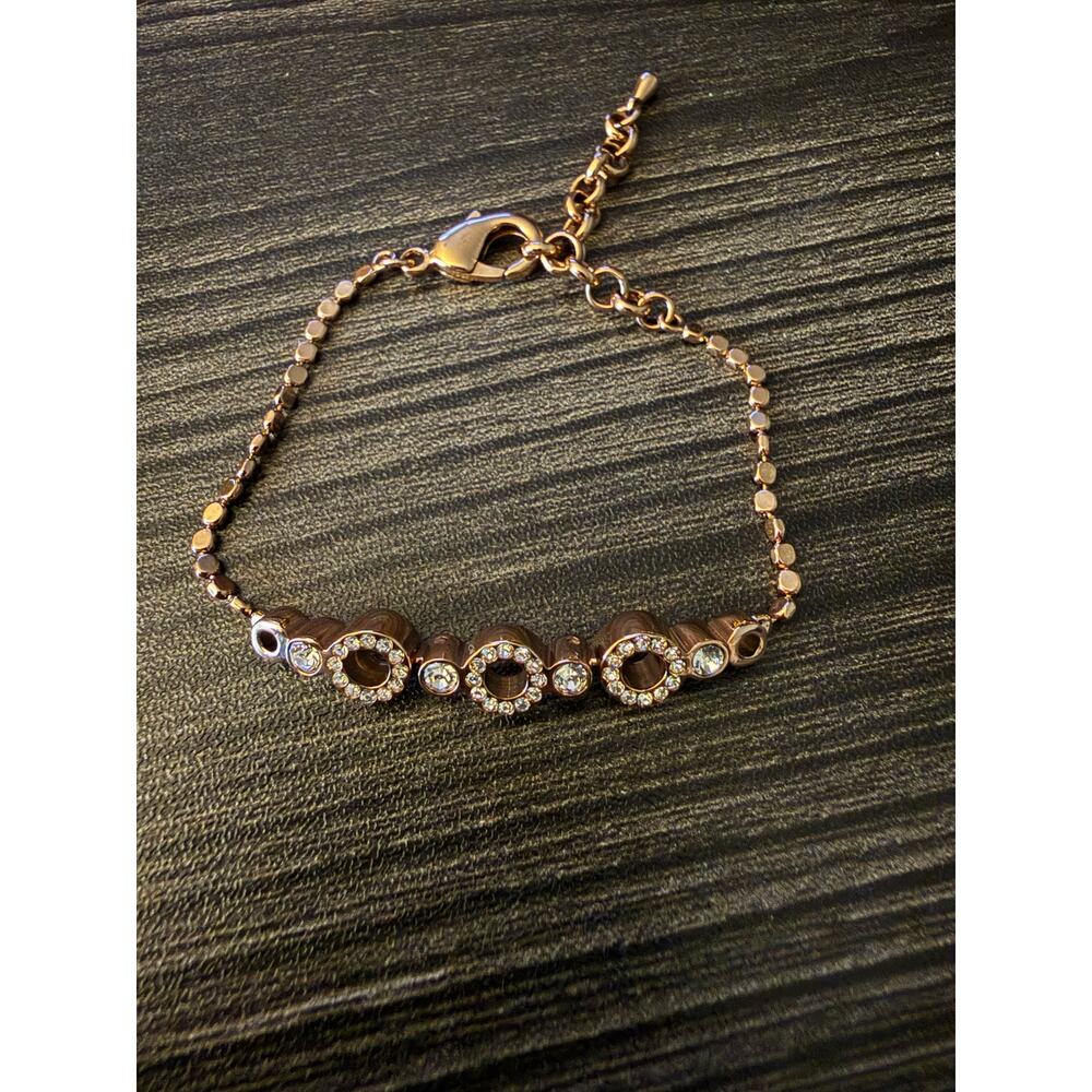 Folli Follie Rose Gold Rhinestone Circle Flexible Lobster Claw Bracelet